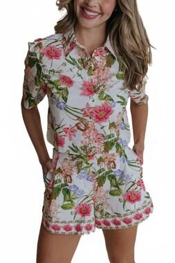 NEW LAROQUE fallon short sleeve top in harbor side floral